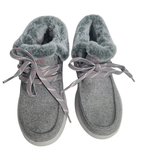 Bobs From Skechers Ankle Boot Gray Wool With Faux Fur Lining Size 8.5M 111325-16 - Picture 1 of 7